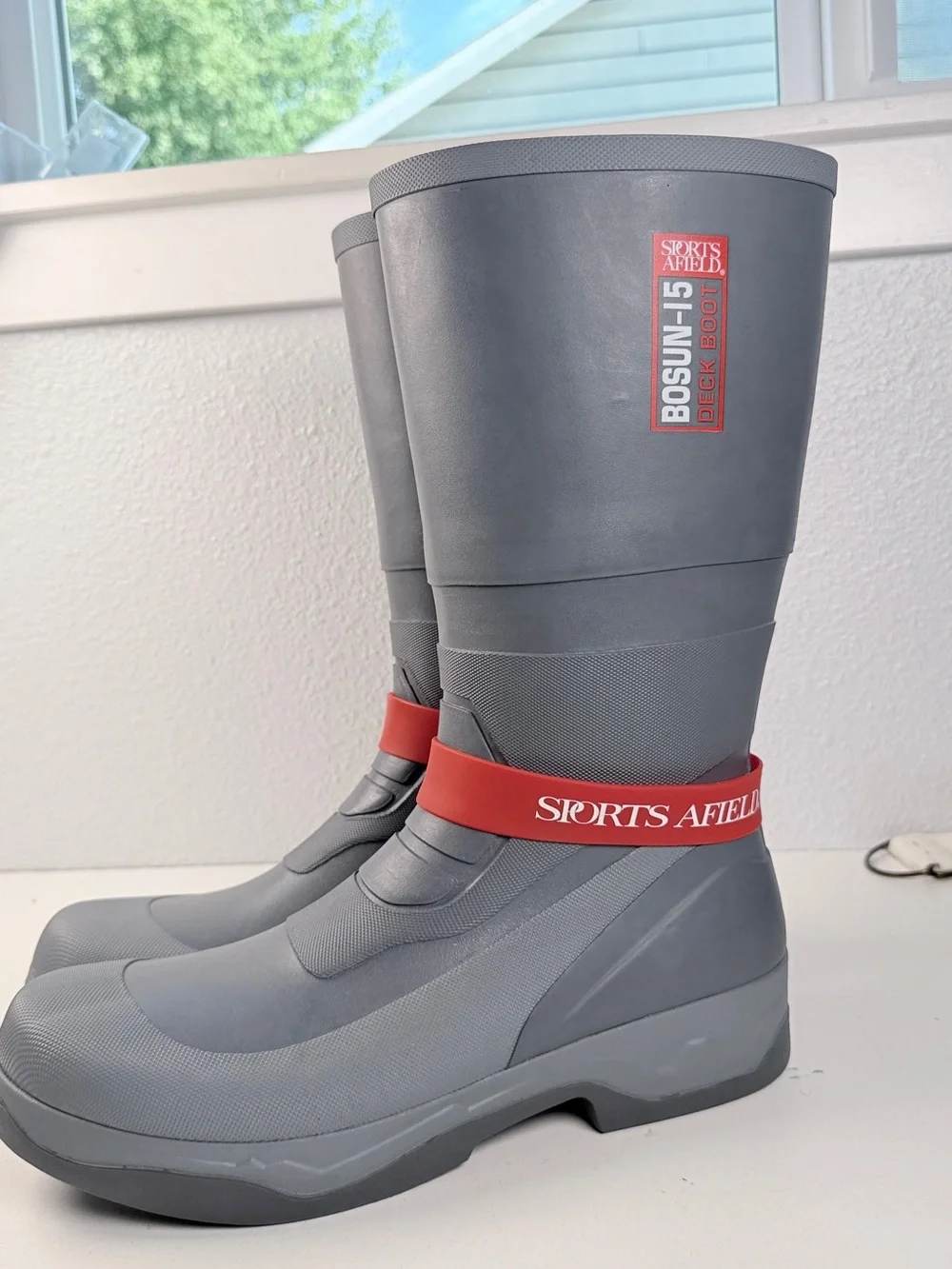 Sports Afield Bosun 15 Mens Size 12 Gray Waterproof Tall Deck Boots NWOB